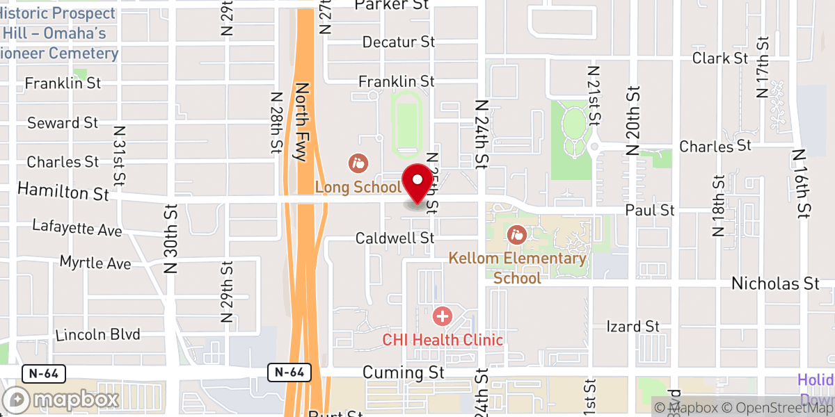 Map showing location of Pilgrim Baptist Church