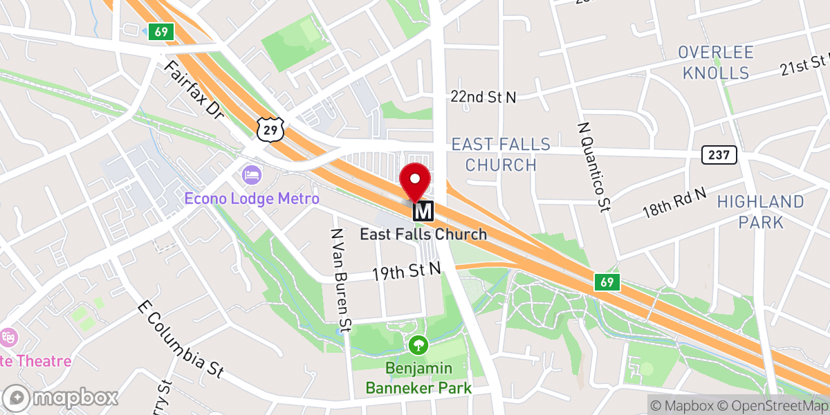 Map showing location of East Falls Church