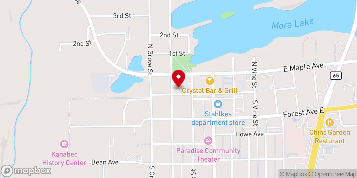 Map showing location of Mora Food Pantry