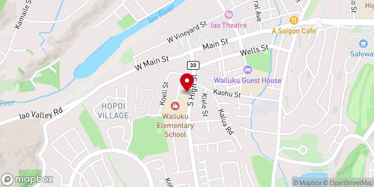 Map showing location of Wailuku Union Church