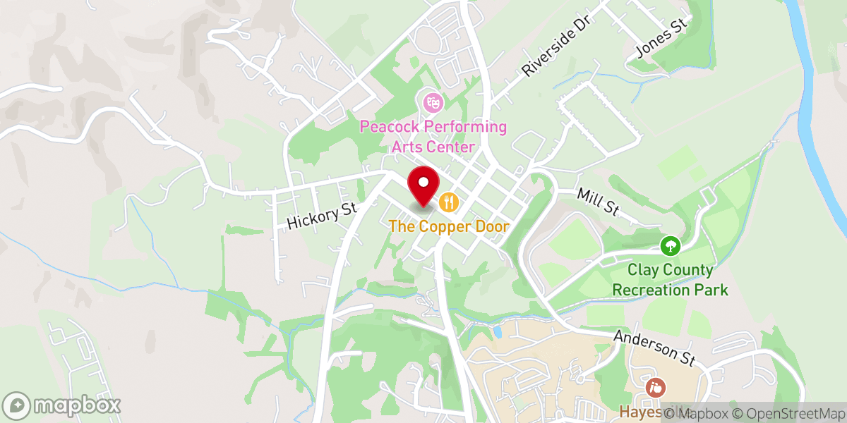 Map showing location of Hayesville First United Methodist