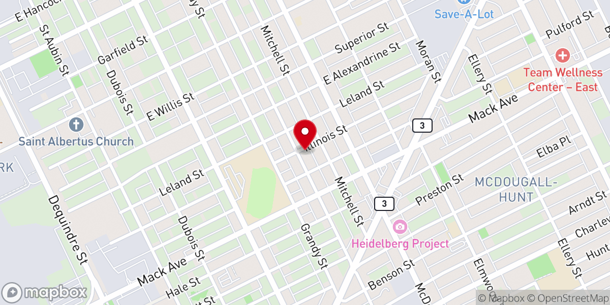 Map showing location of Harper Avenue Church of God in Christ