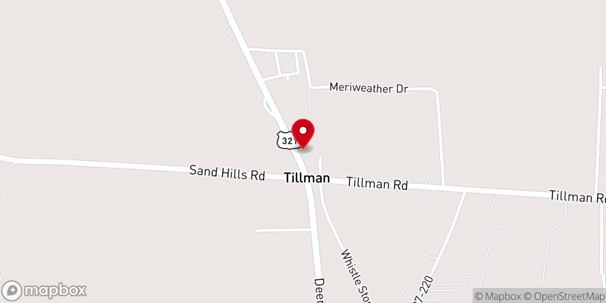 Map showing location of Tillman Baptist Church
