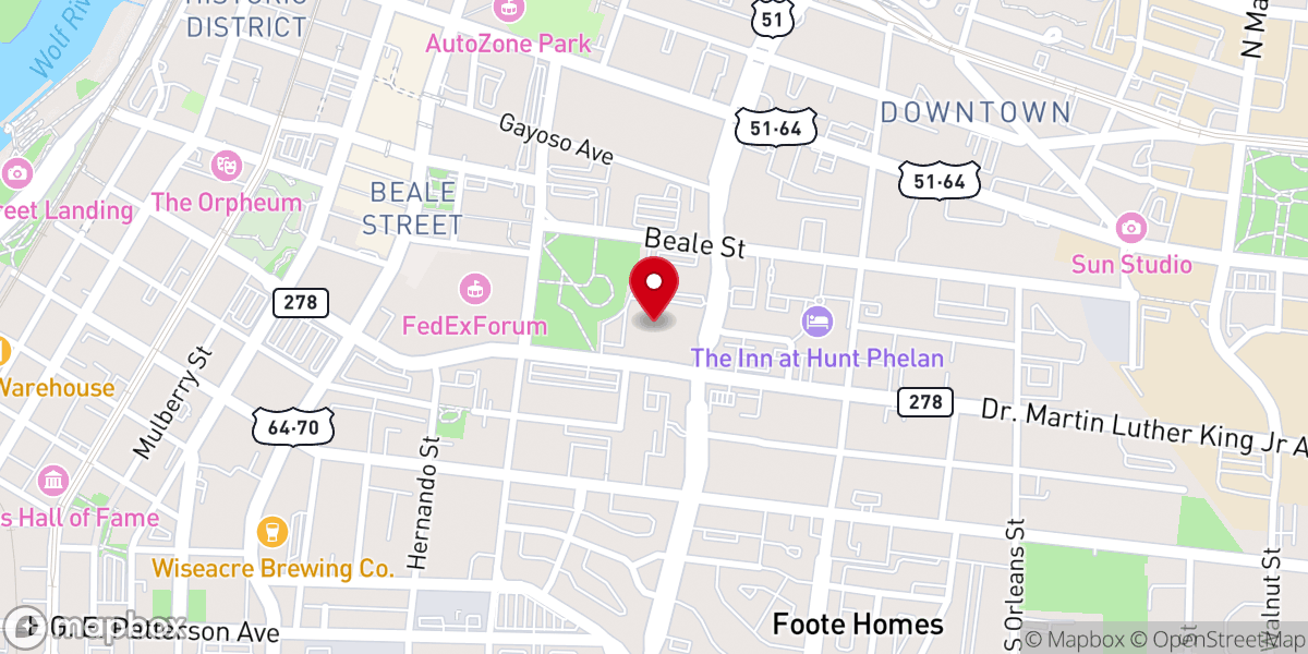 Map showing location of Pentecostal Temple COGIC