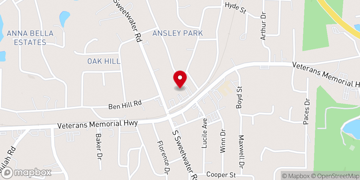 Map showing location of Lithia Springs Methodist Church