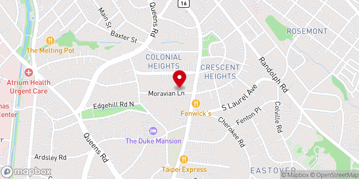 Map showing location of Church of the Apostles Charlotte