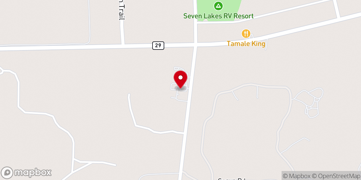 Map showing location of Highland Lakes United Methodist Church