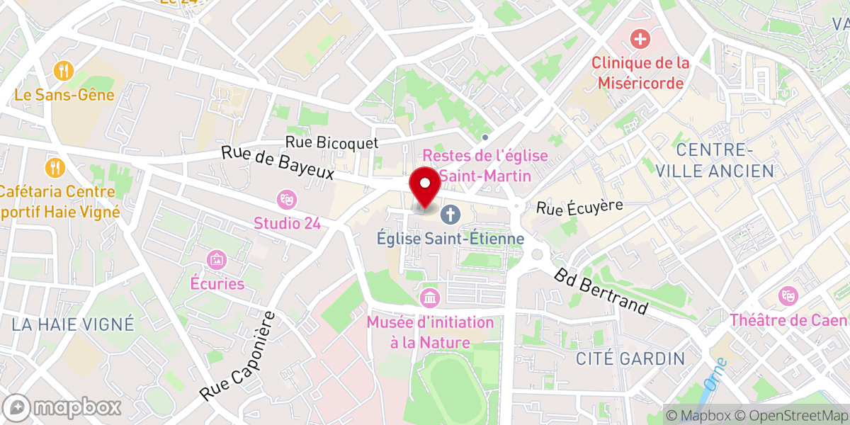 Map showing location of Abbatiale Saint-Étienne de Caen