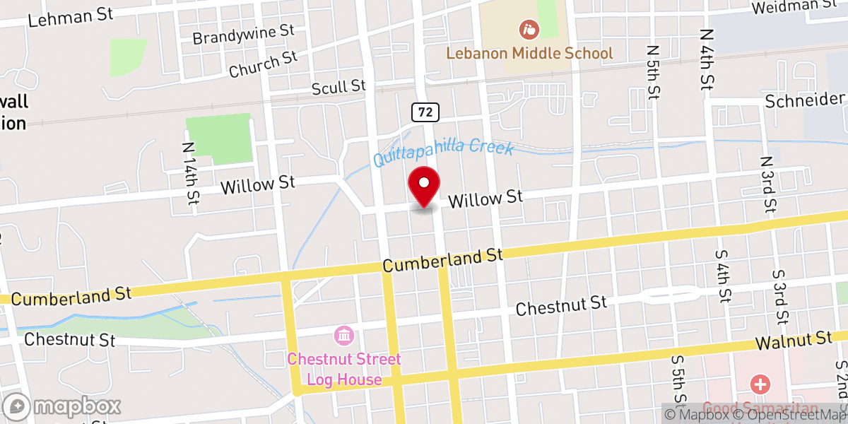 Map showing location of Lebanon Independent Baptist Church