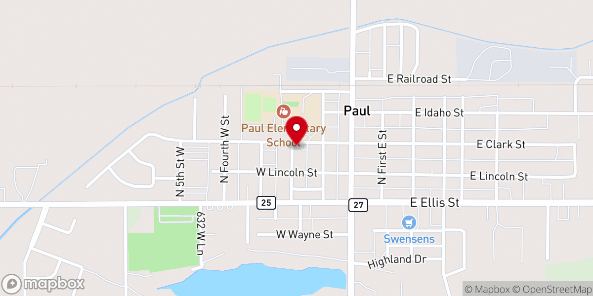 Map showing location of Paul Community Church