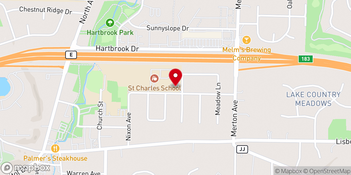 Map showing location of St. Charles Catholic Church
