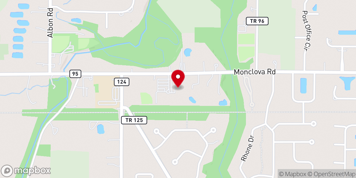 Map showing location of Monclova Road Baptist Church