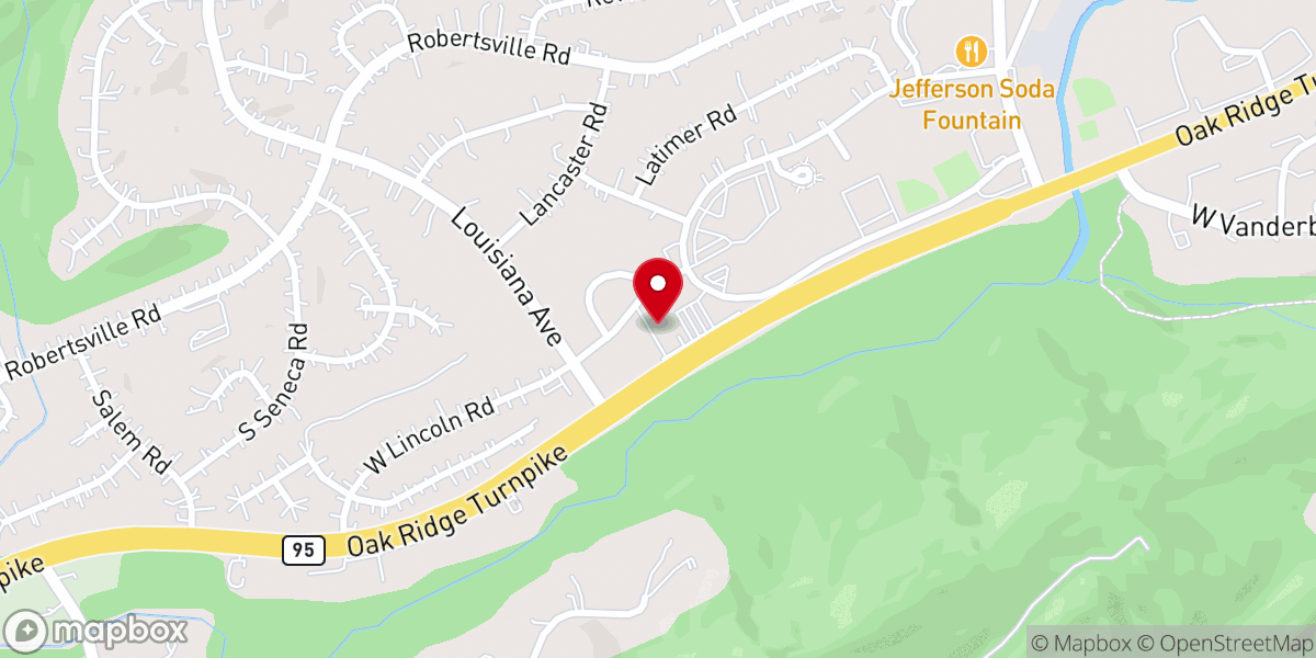 Map showing location of Oak Ridge Family Bible Church