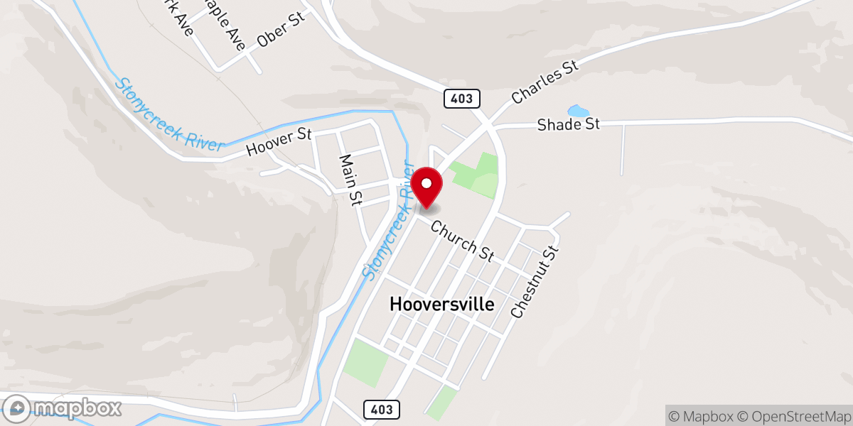 Map showing location of Trinity Evangelical Lutheran Church