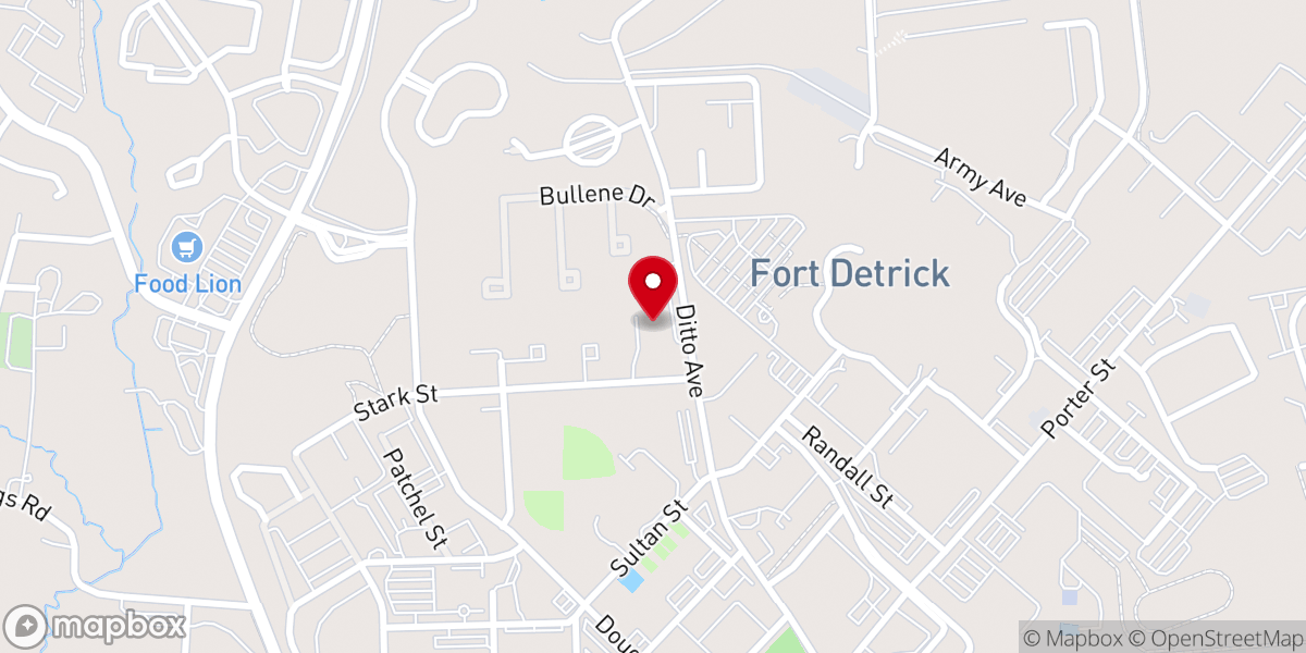 Map showing location of Fort Detrick Chapel