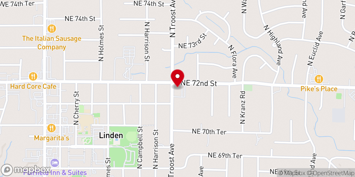 Map showing location of Faubion United Methodist Church