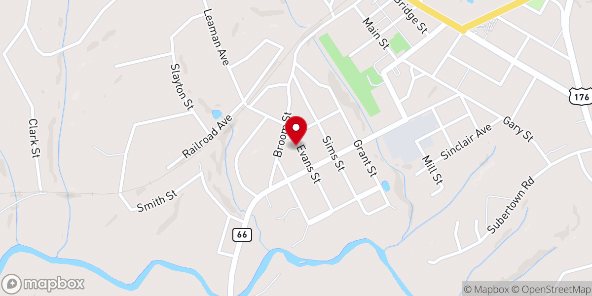 Map showing location of Evans Street Church of God