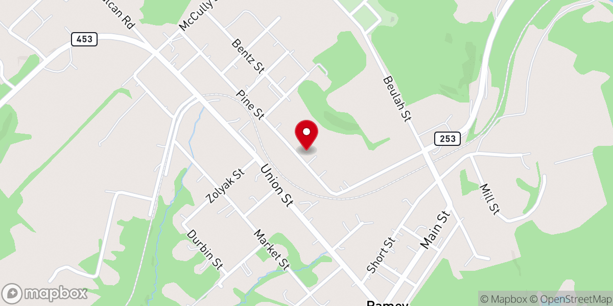 Map showing location of Ramey Church