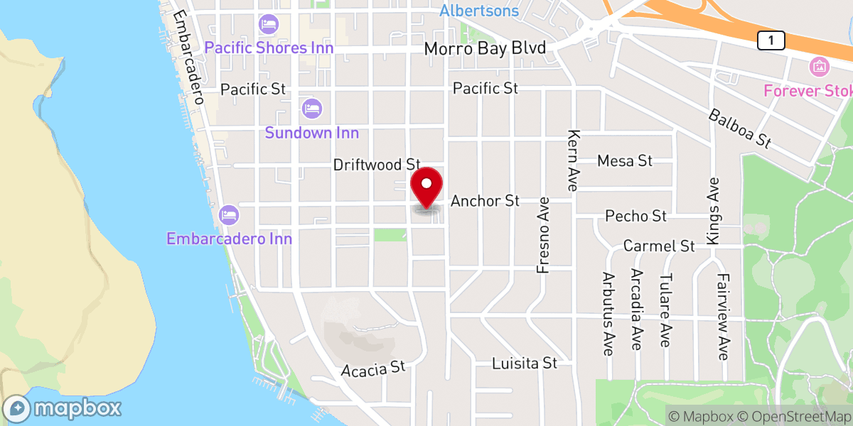 Map showing location of Morro Bay Presbyterian Church