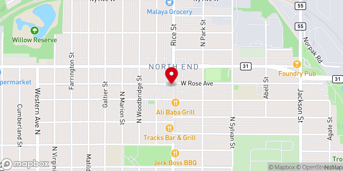 Map showing location of St. Bernard's Parish Center
