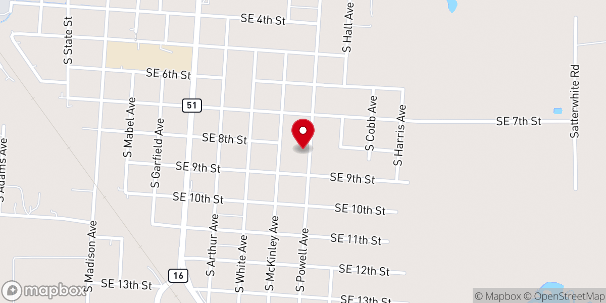 Map showing location of Church Nazarene