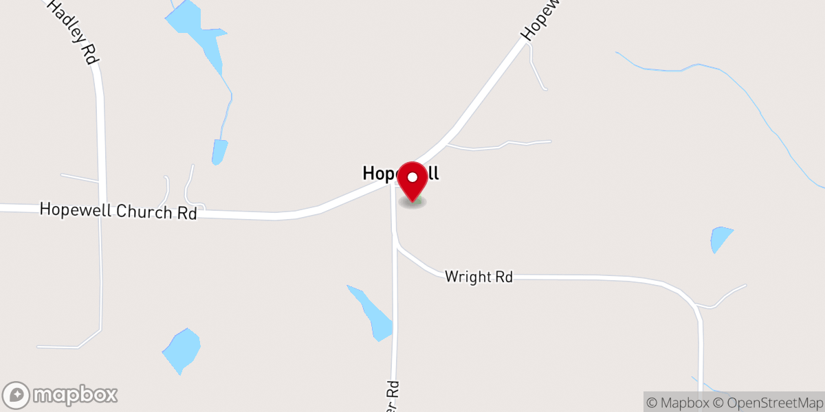 Map showing location of Hopewell Church