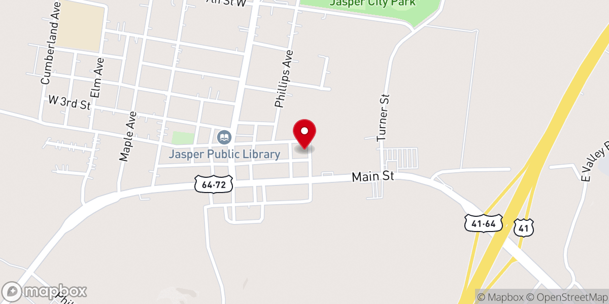 Map showing location of East Jasper Church of Christ