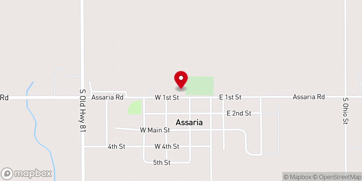 Map showing location of Assaria Lutheran Church