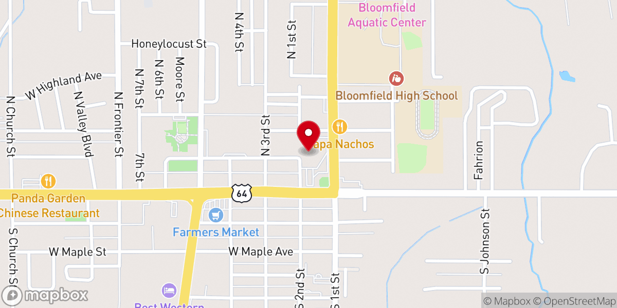 Map showing location of First Baptist Church Worship Center