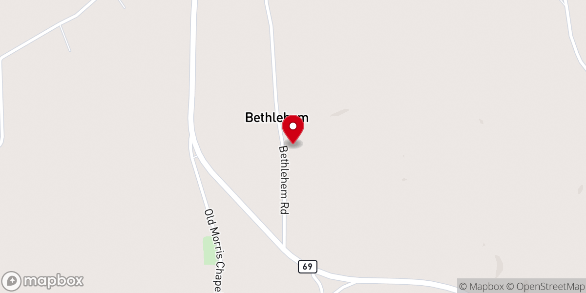Map showing location of Bethlehem Methodist Church