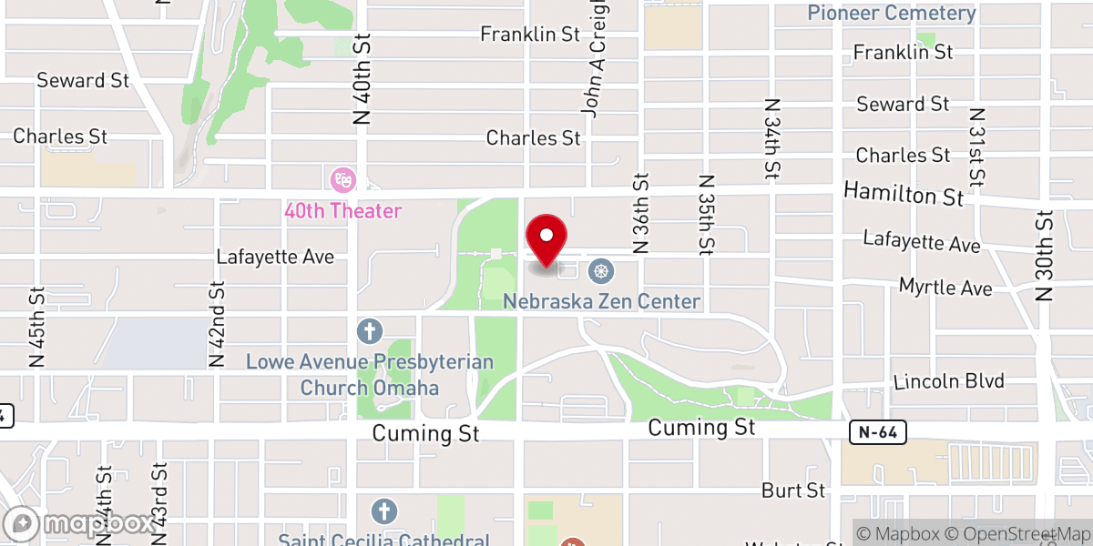 Map showing location of Augustana Lutheran Church