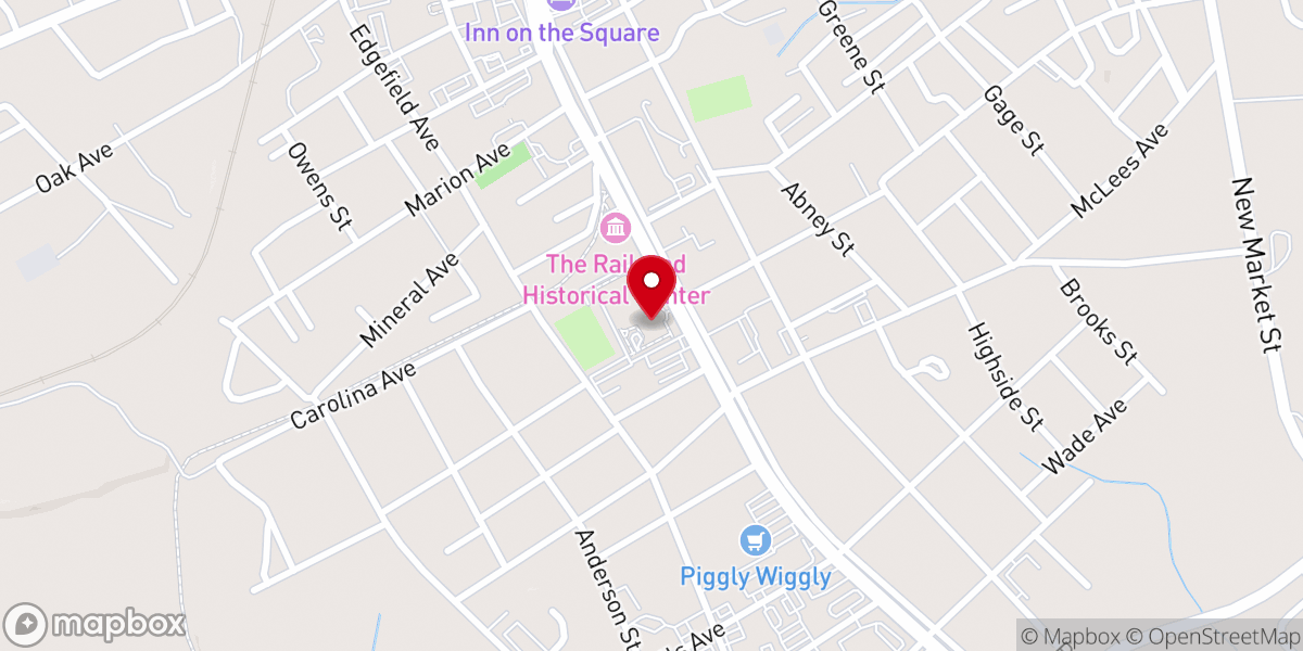 Map showing location of South Main Baptist Church