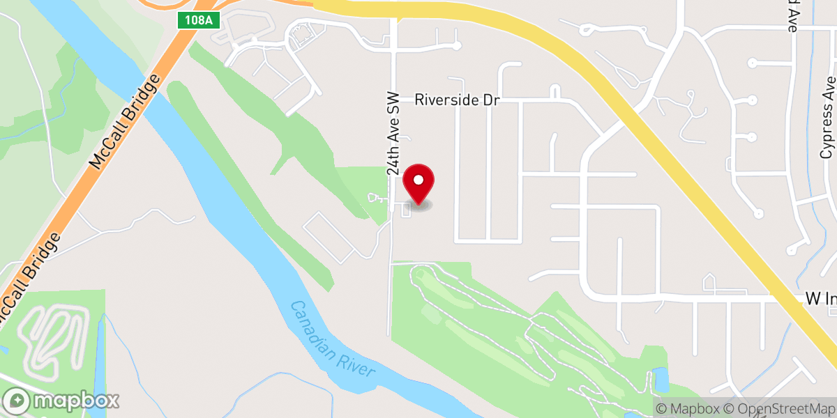 Map showing location of South Canadian Valley Church of Christ