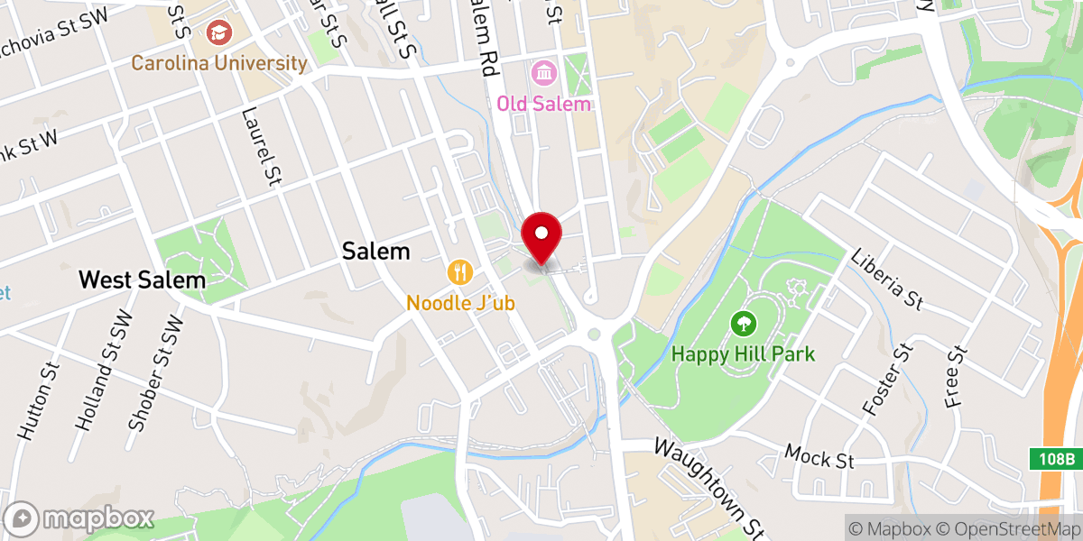 Map showing location of Old Salem Museums & Gardens