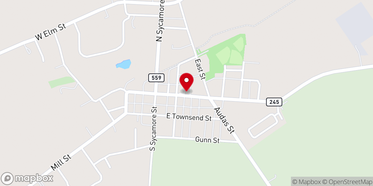 Map showing location of North Lewisburg Methodist Church