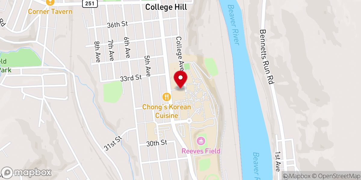 Map showing location of College Hill Reformed Church, RPCNA