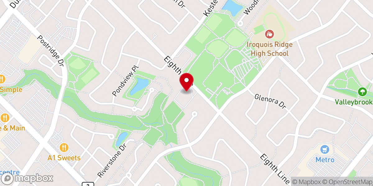Map showing location of Oakridge Bible Chapel