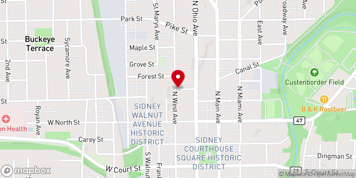 Map showing location of Ella Schenck Memorial United Brethren Church