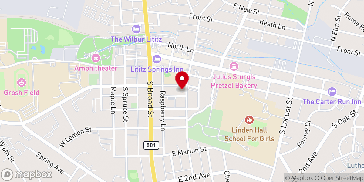 Map showing location of Trinity Evangelical Congregational Church