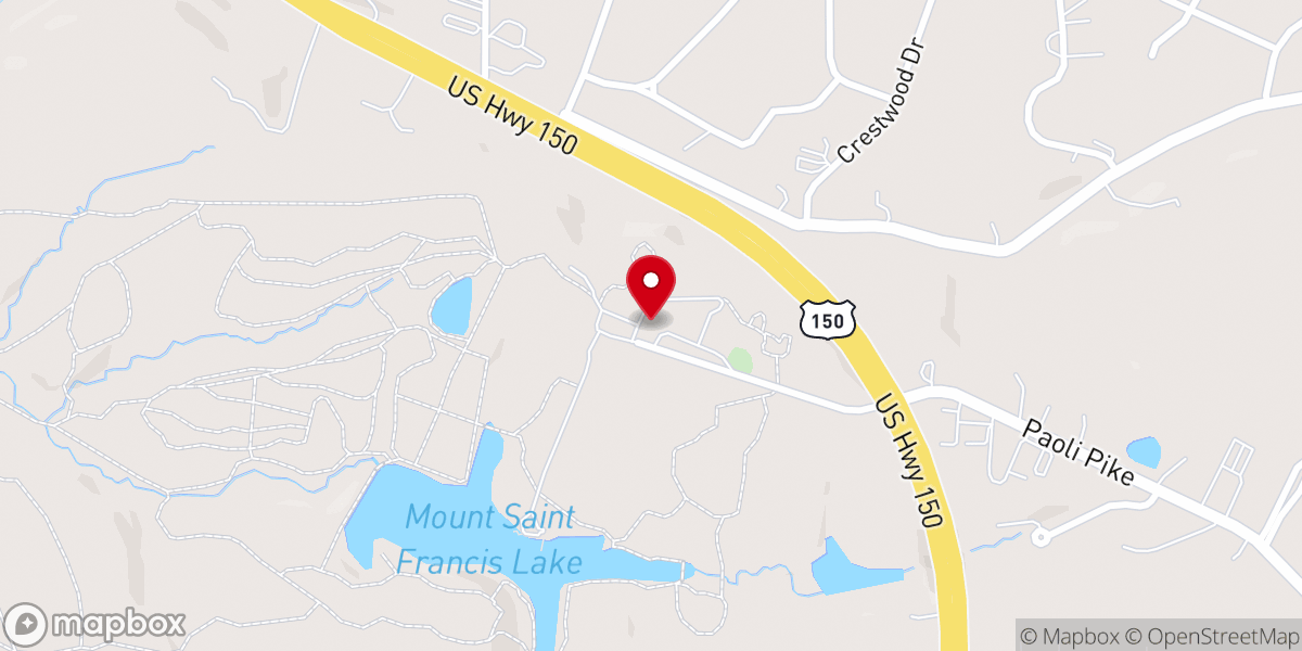 Map showing location of Mount Saint Francis Center for Spirituality