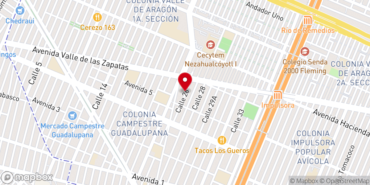 Map showing location of Iglesia Cristiana Evangélica