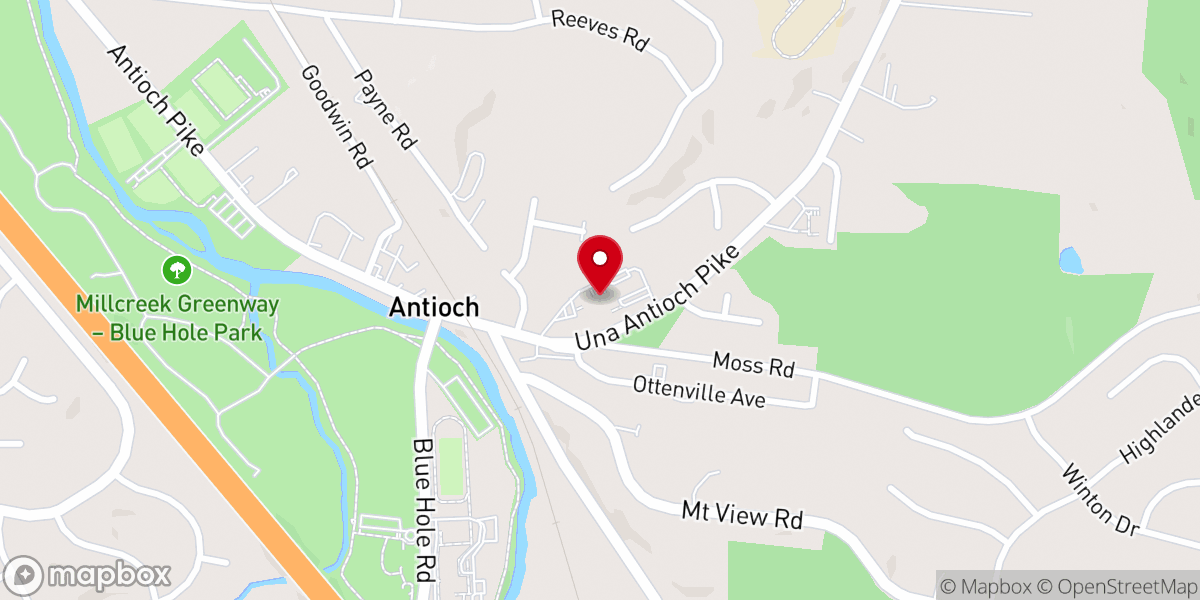 Map showing location of Antioch First Baptist Church