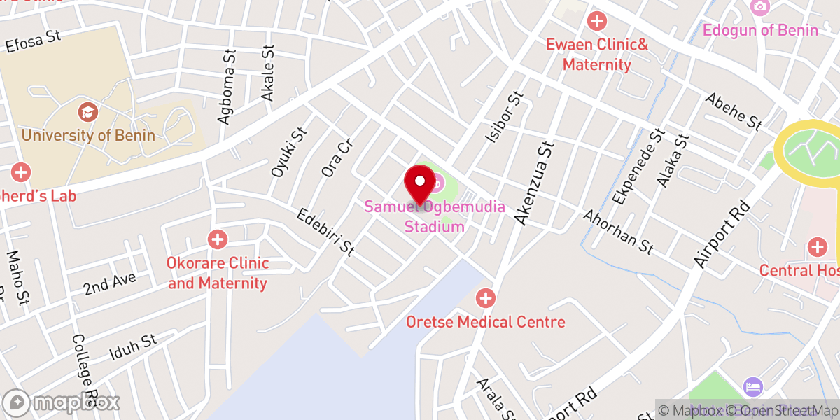 Map showing location of RCCG PRAISE CENTER