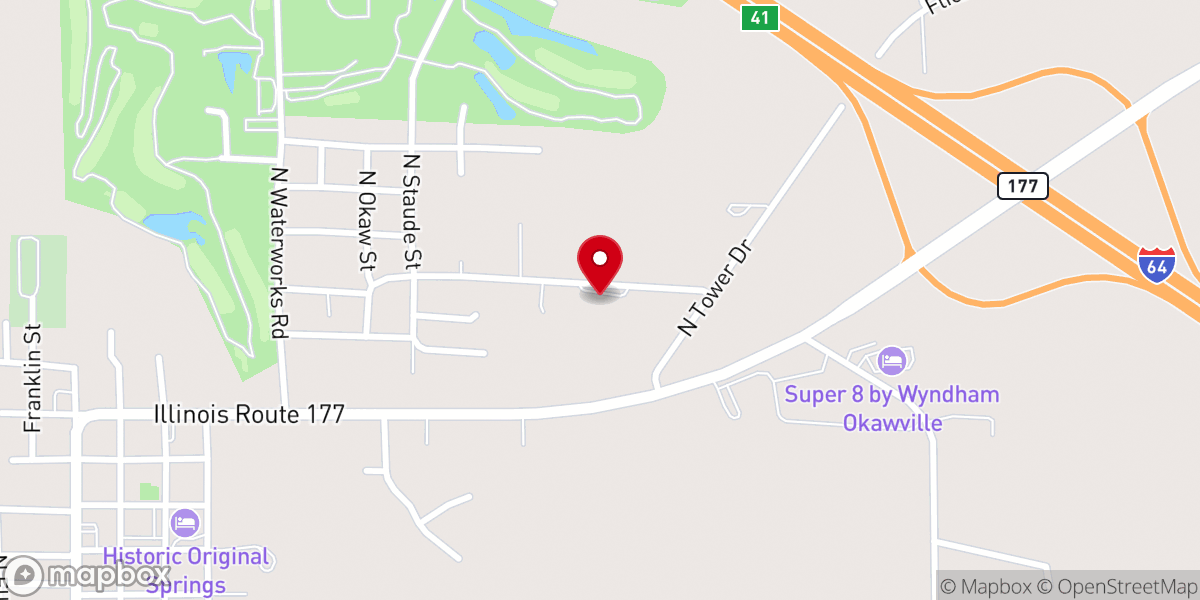 Map showing location of Okawville Four Square Gospel Church