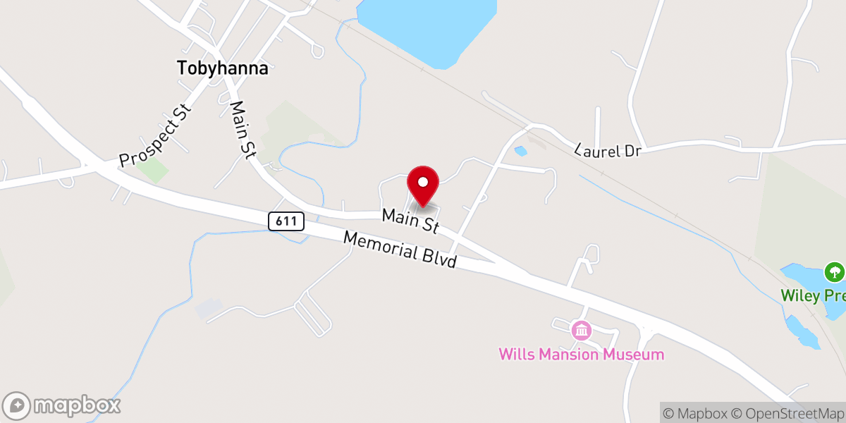 Map showing location of Tobyhanna United Methodist Church