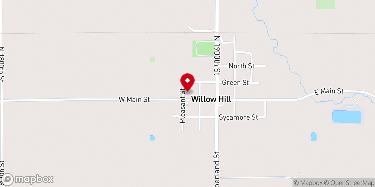 Map showing location of Willow Hill Community Church