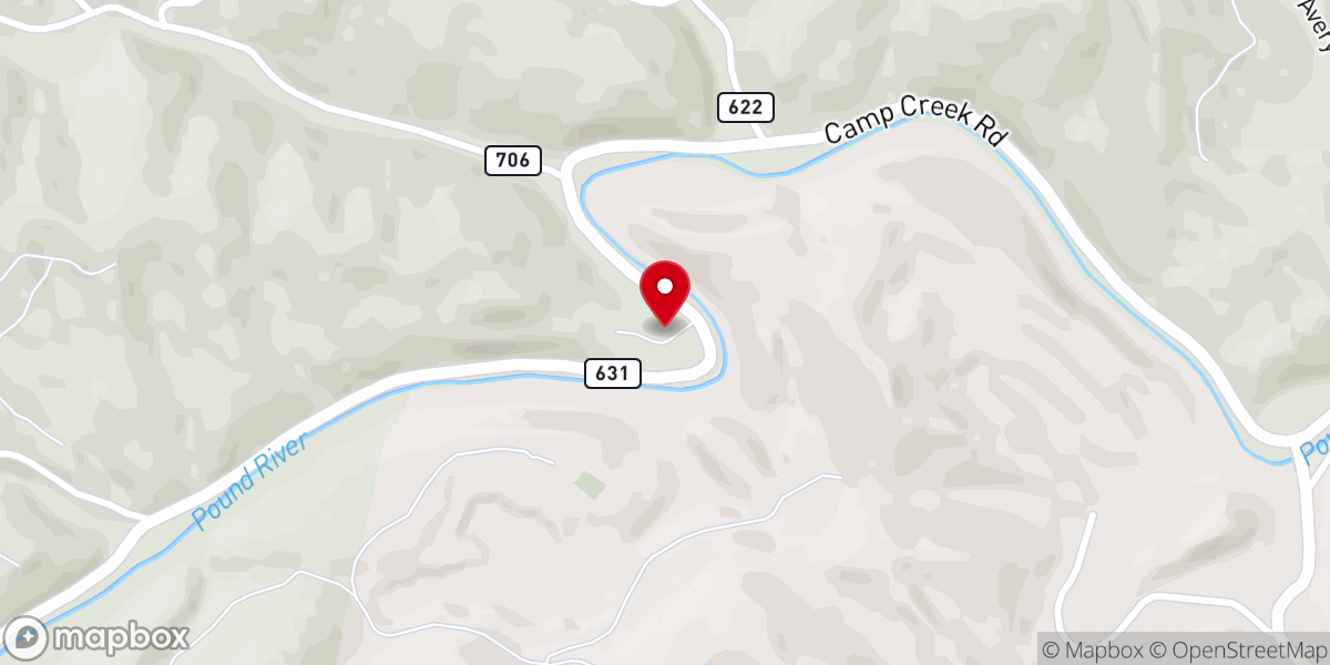 Map showing location of Pine Creek Freewill Baptist Church