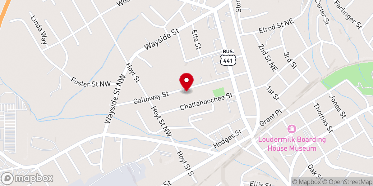 Map showing location of Cornelia Congregational Holiness Church