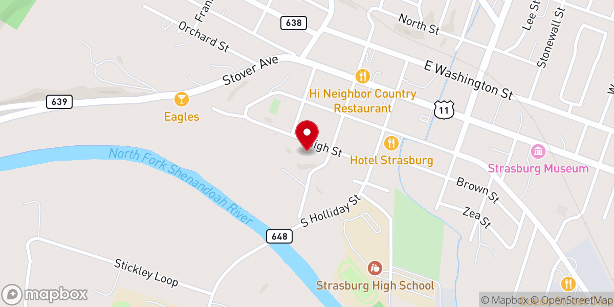 Map showing location of Strasburg Mennonite Church