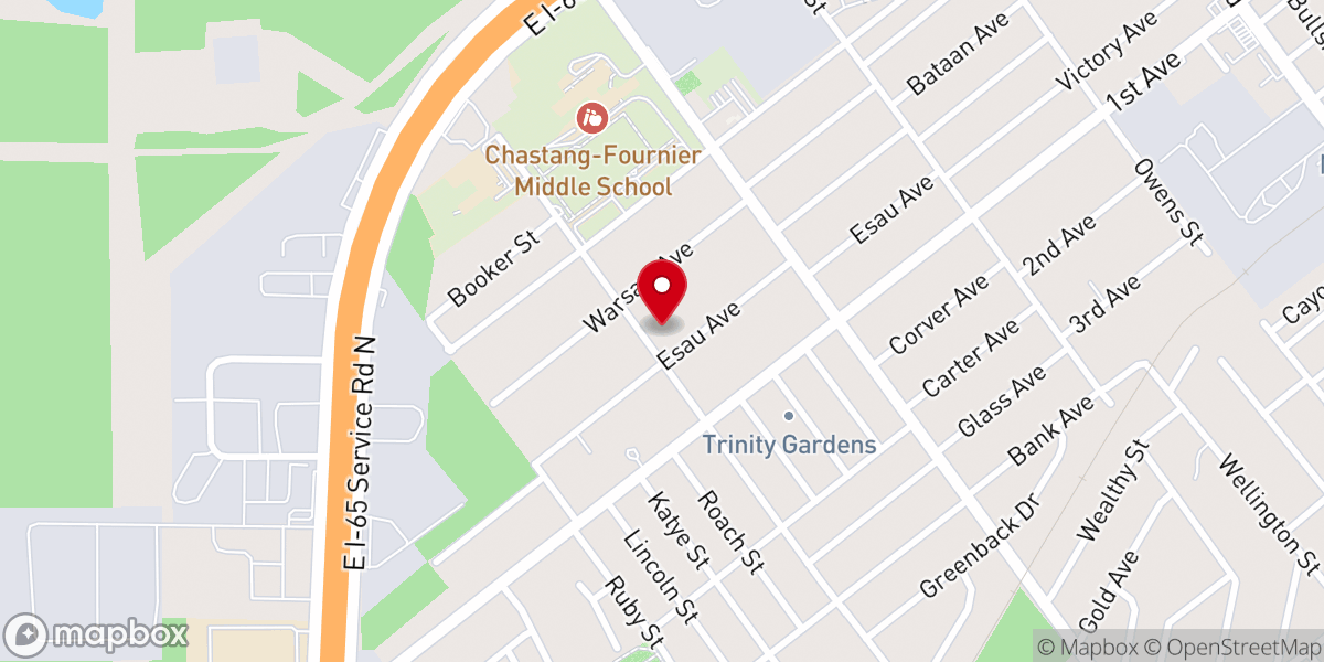 Map showing location of Esau Street Church of God in Christ